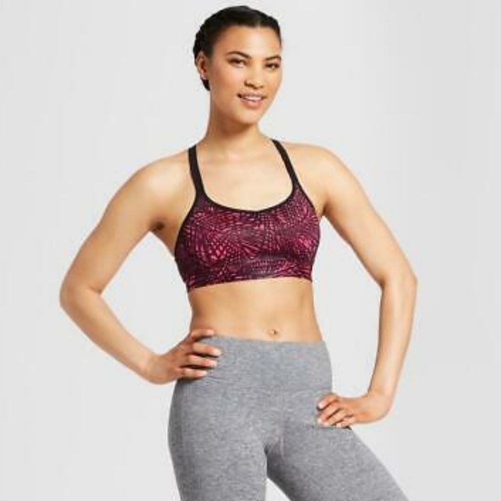 Champion hot pink & black strappy sports bra